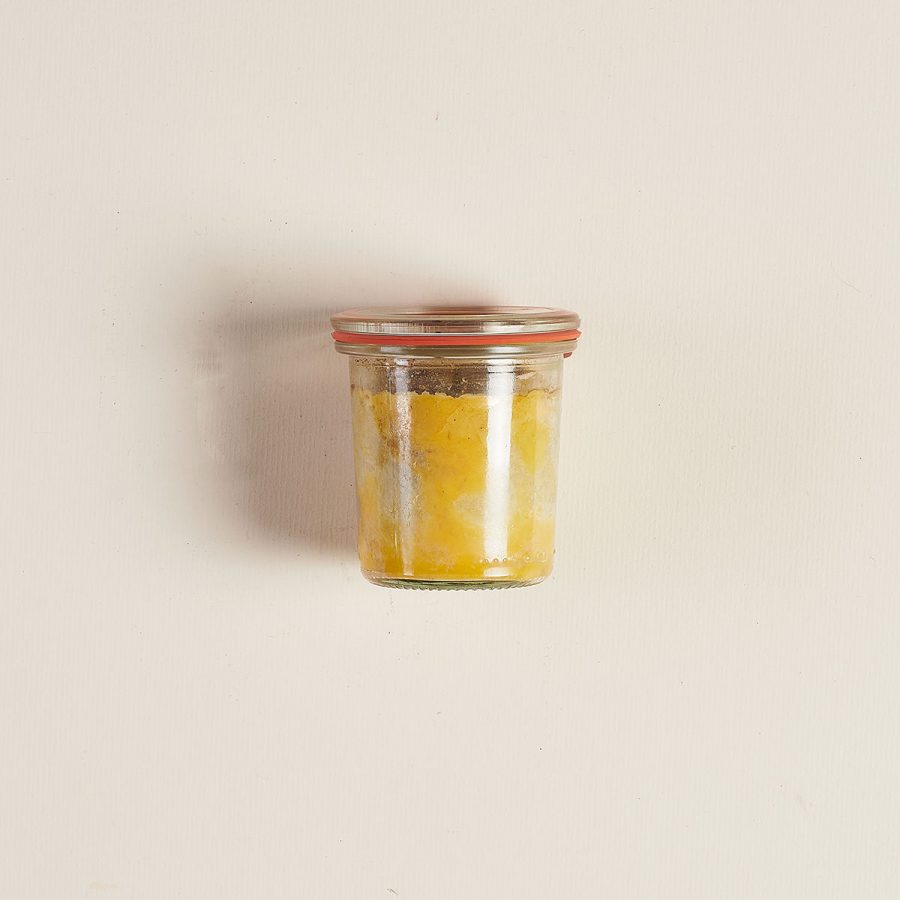 Foie gras entier de Las Landas, sal y pimienta blanca, en tarro de cristal reutilizable con tapa hermética. 100 gr